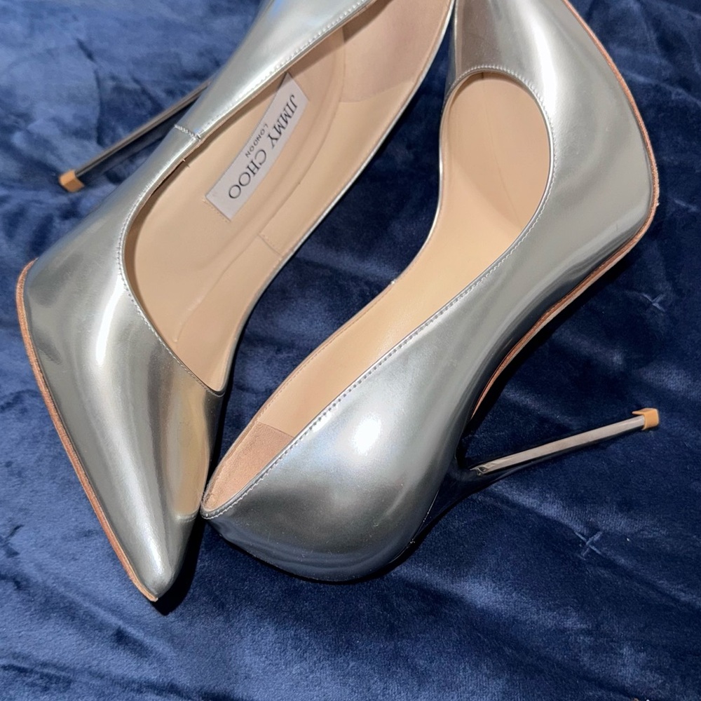 Jimmy Choo Metallic Silver Heels